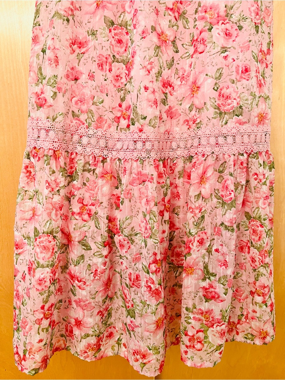 Pink Floral Tie-Shoulder Maxi Dress - Picture 5 of 8